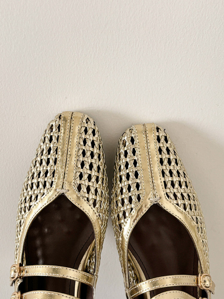 Karin Luna In Stock Spot Goods Hollow Woven One-Strap Closed-Toe Slippers