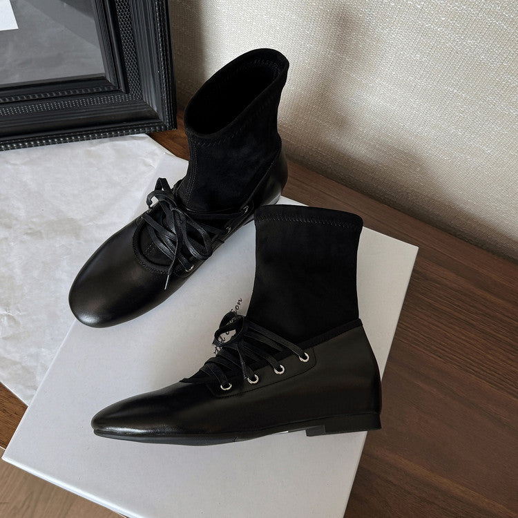 Karin Luna Round Toe Internal Height Increase Lace-up Ankle Boots