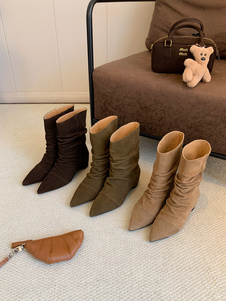 Karin Luna Data Hot Item Pointed Toe Slouchy Matte Western Ankle Boots