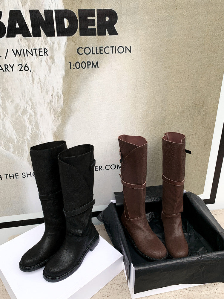 Karin Luna In Stock Spot Goods   Heavy-duty Edition Highly Consuming Material Round Toe Long Boots