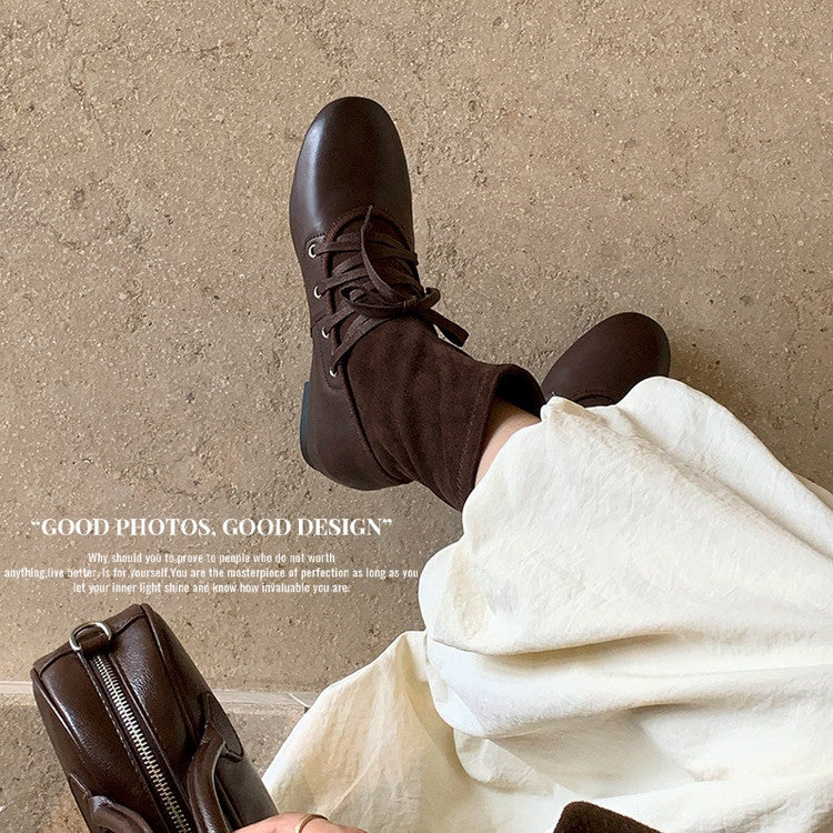 Karin Luna Round Toe Internal Height Increase Lace-up Ankle Boots
