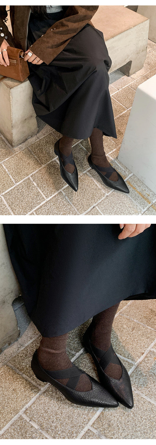 Karin Luna In Stock  Spot Goods  a Large Number of Spot Goods Pointed Toe Cross Strap Hidden Wedge Shoes