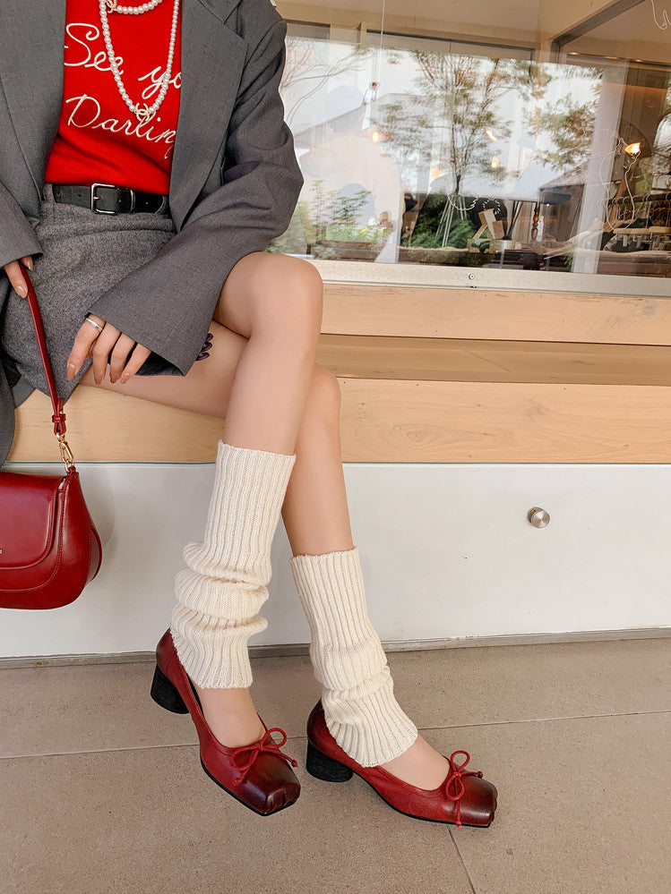 Karin Luna In Stock In Stock ~Full leather inside and out Pig Nose Bow Retro Thick Heel Mary Jane Shoes
