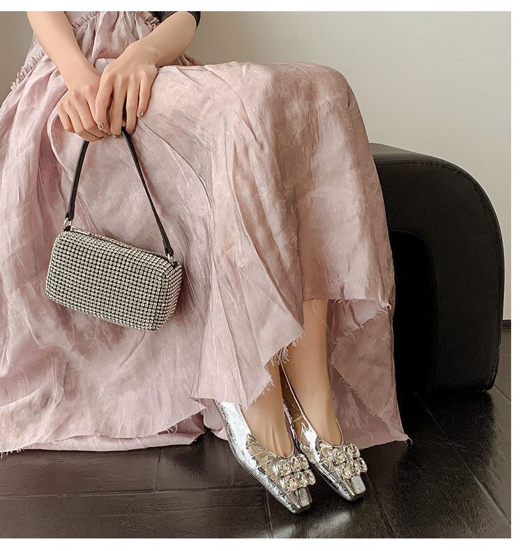Karin Luna High Quality Low Price ！Hot-selling Fasteners Full leather inside and out Trendy Plaid Fabric Super Beautiful Flat Cowhide Shoes