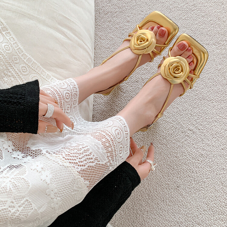Karin Luna Exquisite Camellia ~French Retro Open-Toe Sandals