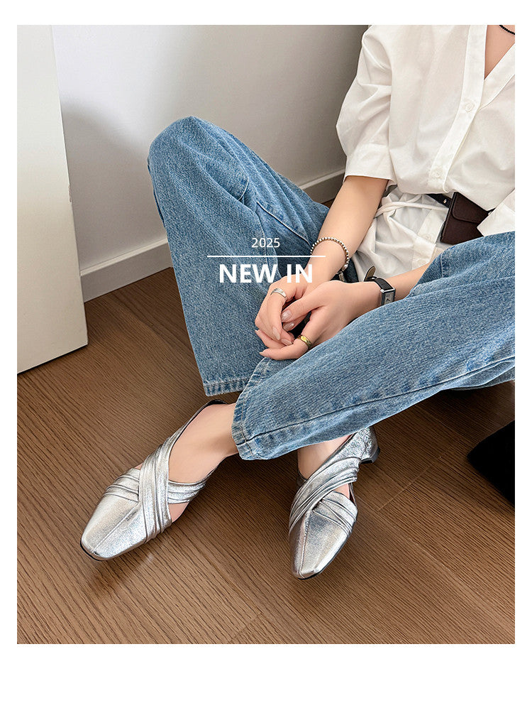 Karin Luna In Stock In Stock Basic Elegant Fairy Style Small Square Toe Sheepskin Slippers