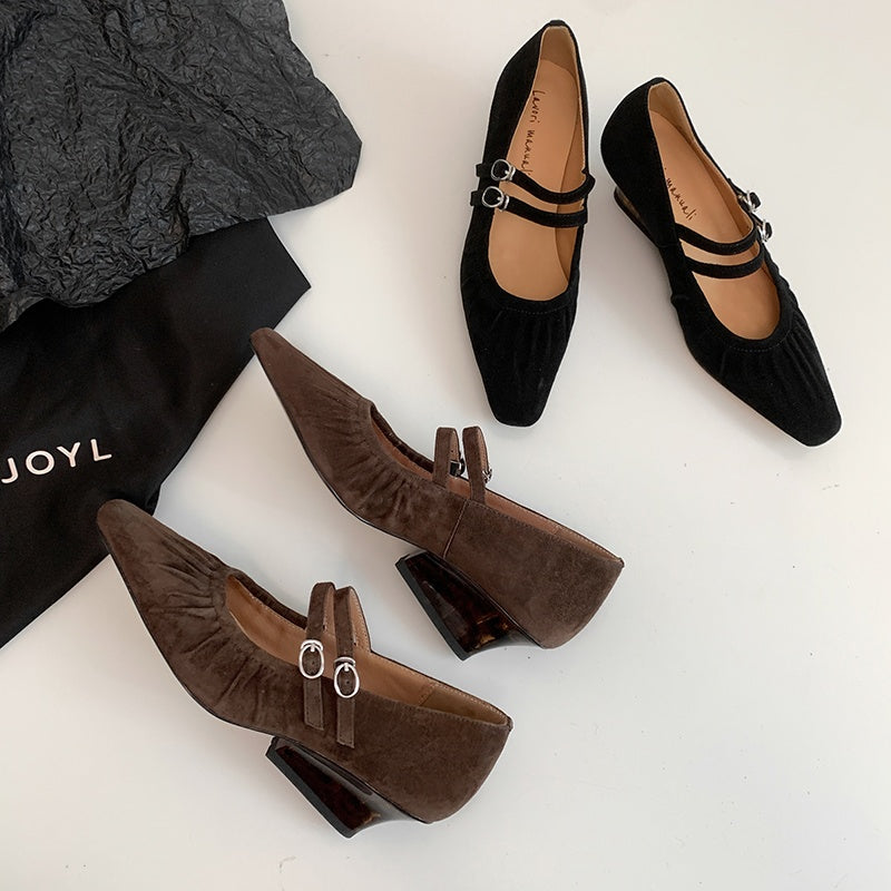 Karin Luna Full Leather Inside and Out Popular Element Amber Heel Elegant French Style Single Shoes