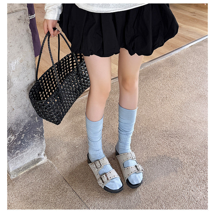 Karin Luna In Stock Spot Goods Casual Thick-Soled Belt Buckle Slippers
