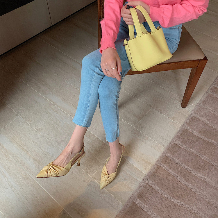 Karin Luna In Stock In Stock  Exquisite Pointed Toe Backless Closed-Toe Stiletto Sandals