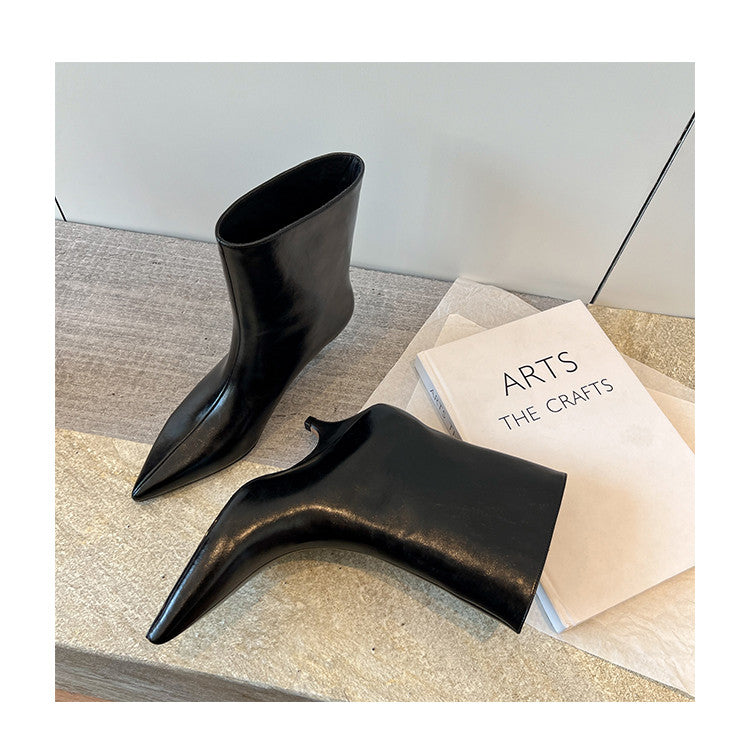 Karin Luna In Stock Spot Goods Minimalist Tube Kitten Heel Short Boots