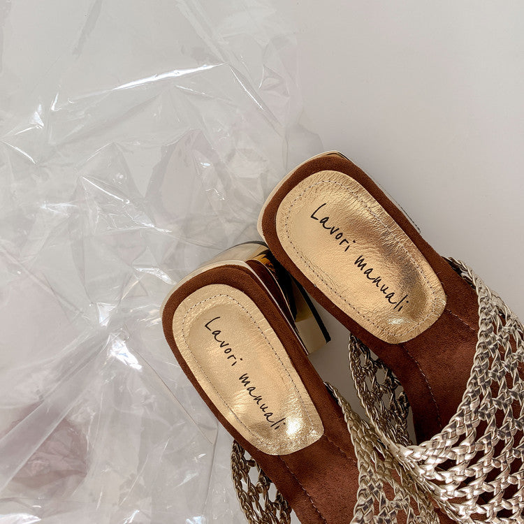 Karin Luna Hot-Selling Braided Style  In stock Toe-strap Woven Sofa Insole Slippers