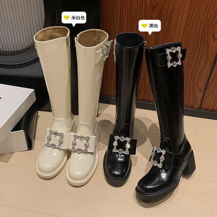 Karin Luna has prepared stock  Custom Large Square Buckle Bowknot Fastener Elegant Long Boots