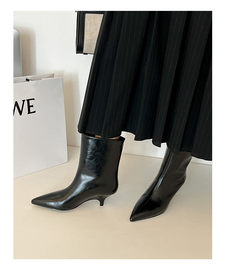 Karin Luna In Stock Spot Goods Minimalist Tube Kitten Heel Short Boots