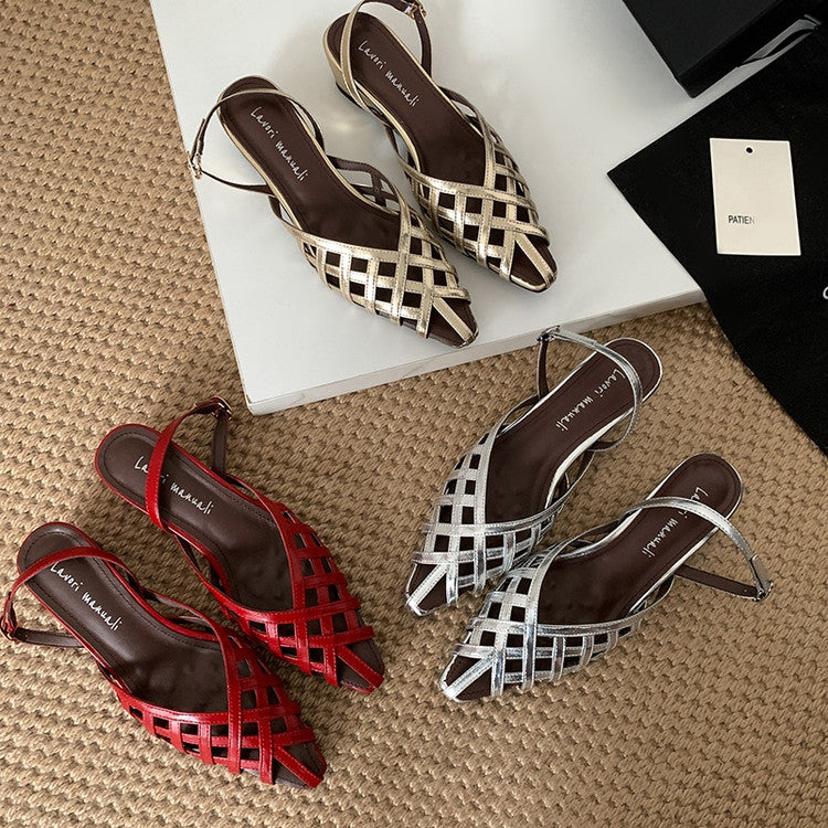 Karin Luna Braided Style ~Cross-woven Pointed Toe Closed-toe Sandals