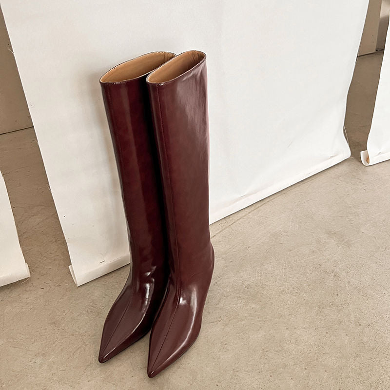Karin Luna In Stock In Stock    Stunning Elegant Style Kitten Heel Straight Long Boots