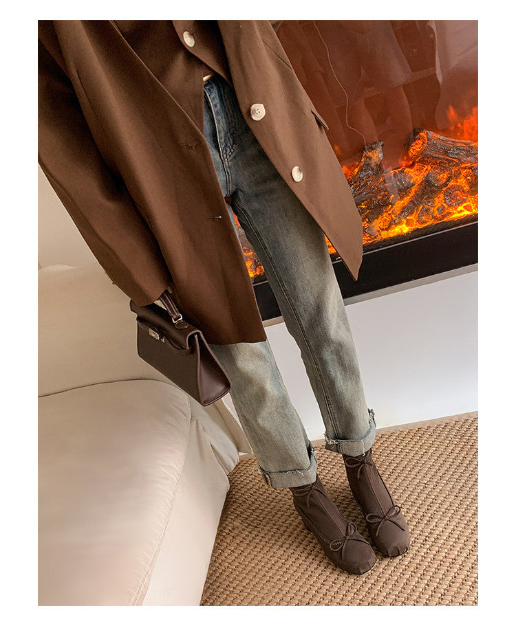 Karin Luna In Stock Spot Goods Hot-Selling Sweet Standard Bow Round-Toe Slim Short Boots
