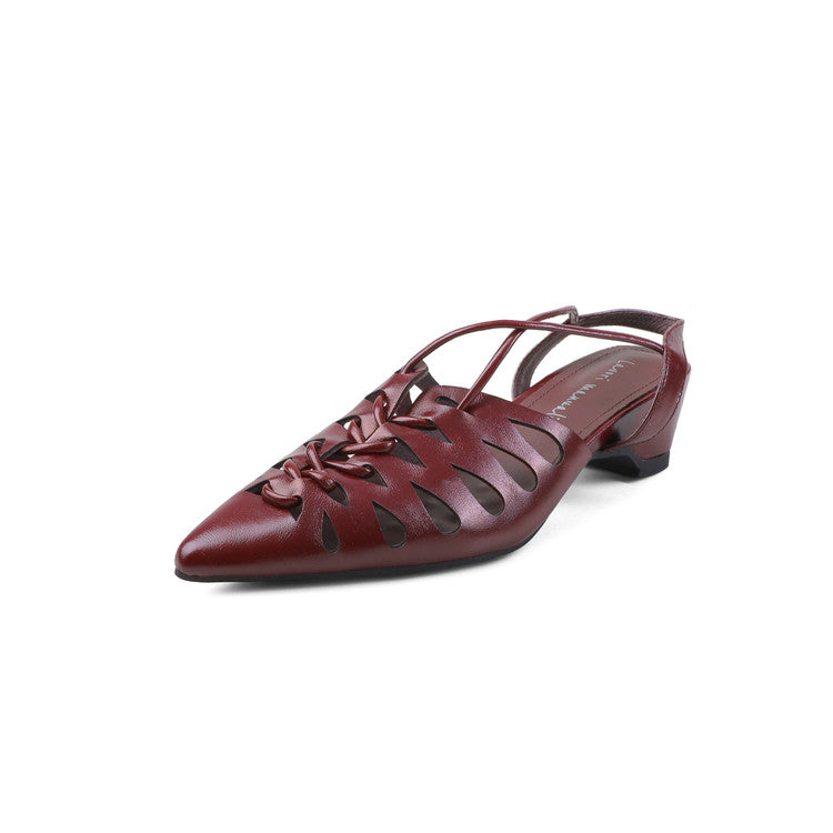 Karin Luna Braided Style ~Cross-woven Pointed Toe Closed-toe Sandals