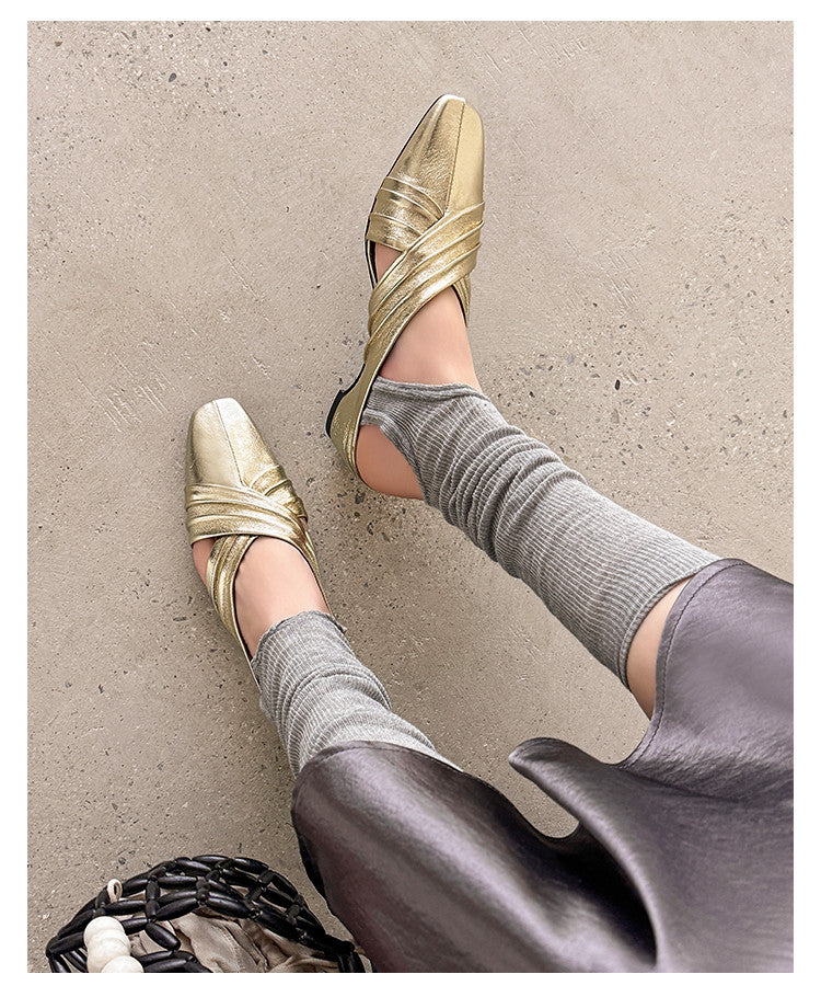 Karin Luna In Stock In Stock Basic Elegant Fairy Style Small Square Toe Sheepskin Slippers