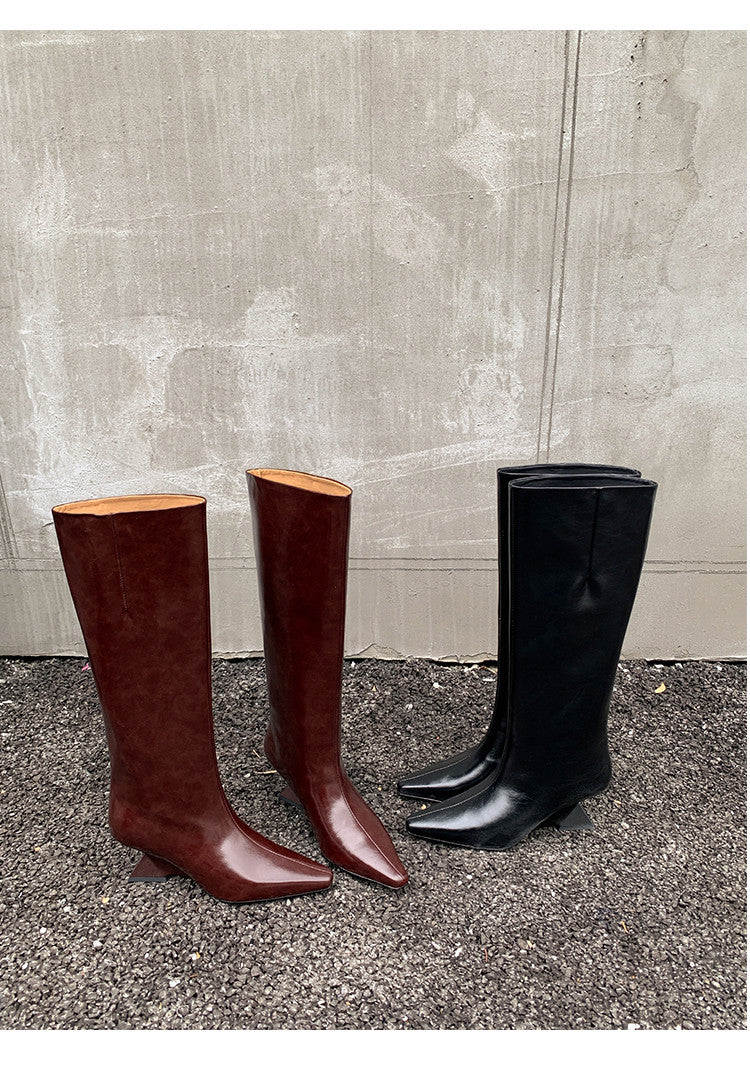 Karin Luna European and American Style Unisex Square-Toed Long Boots