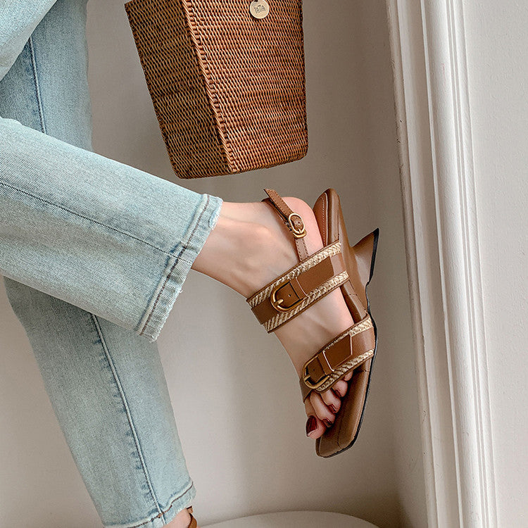 Karin Luna In Stock Spot Goods Vacation style Sofa Cushion Square Toe Irregular Heel Open-Toe Sandals