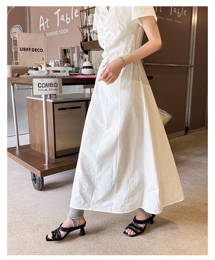 Karin Luna In Stock  Spot Goods  Unique Square-Toe Pleated Lace Sandals
