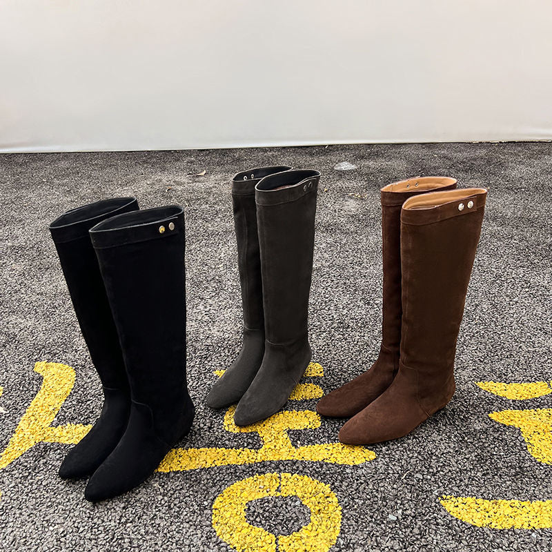 Karin Luna In Stock Spot Goods  Bestselling Suede Leather Sold Out Fast: Pile of Matte Inner Height-Increasing Western Boots