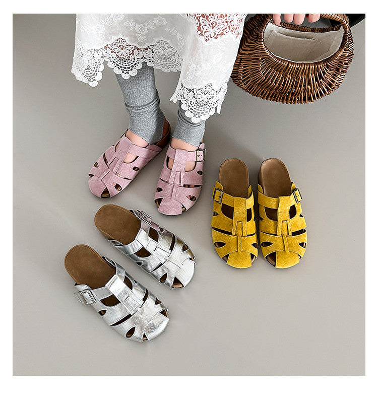 Karin Luna Full Layer Inside and Out~Basic Versatile Perforated Round Toe Birkenstock Slippers
