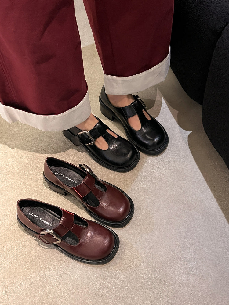 Karin Luna In Stock Spot Goods round Head t Round Toe British Style Single Shoes