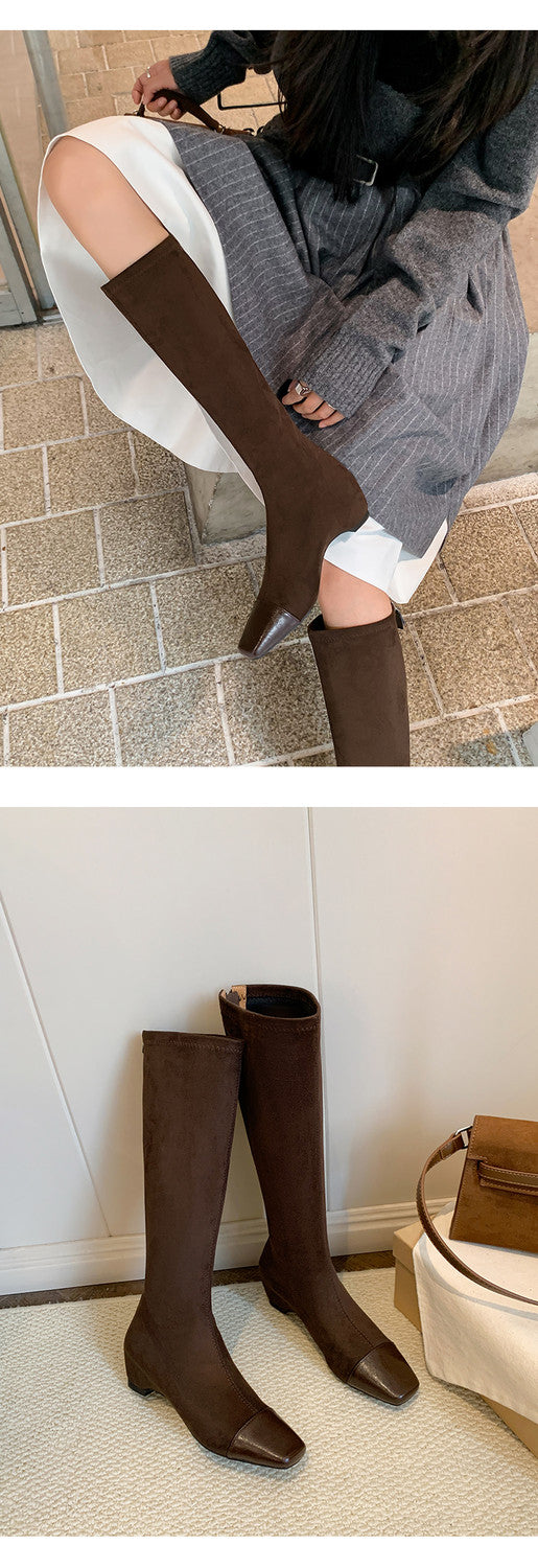 Karin Luna In Stock In Stock Patchwork Long Boots Elegant Versatile