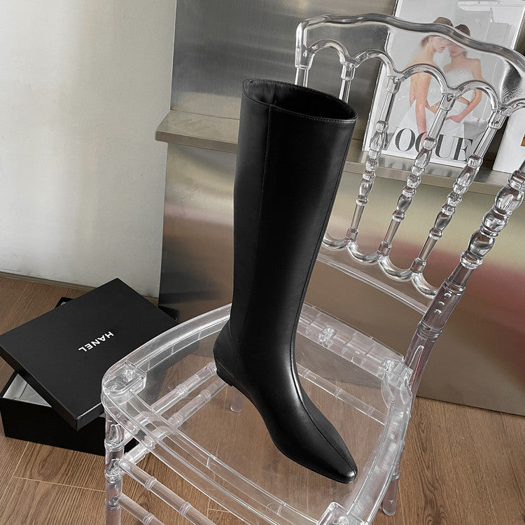 Karin Luna In Stock  In-stock Square Toe Straight Slip-on Long Boots