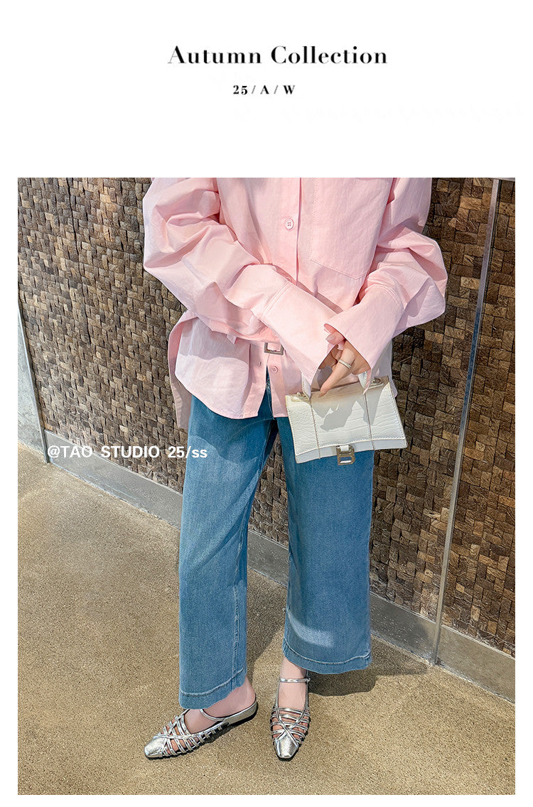 Karin Luna In Stock Spot Goods   French Retro Hollow Small Square Toe One-Strap Slippers