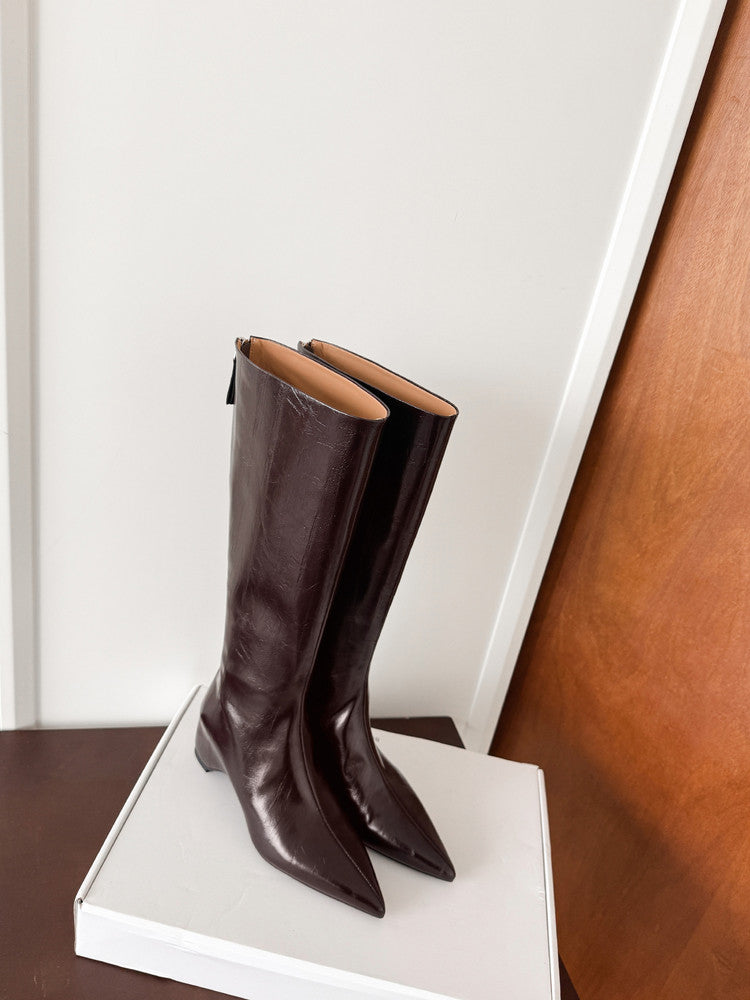 Karin Luna Elegant Style Pointed Toe Internal Height Increase Long Boots