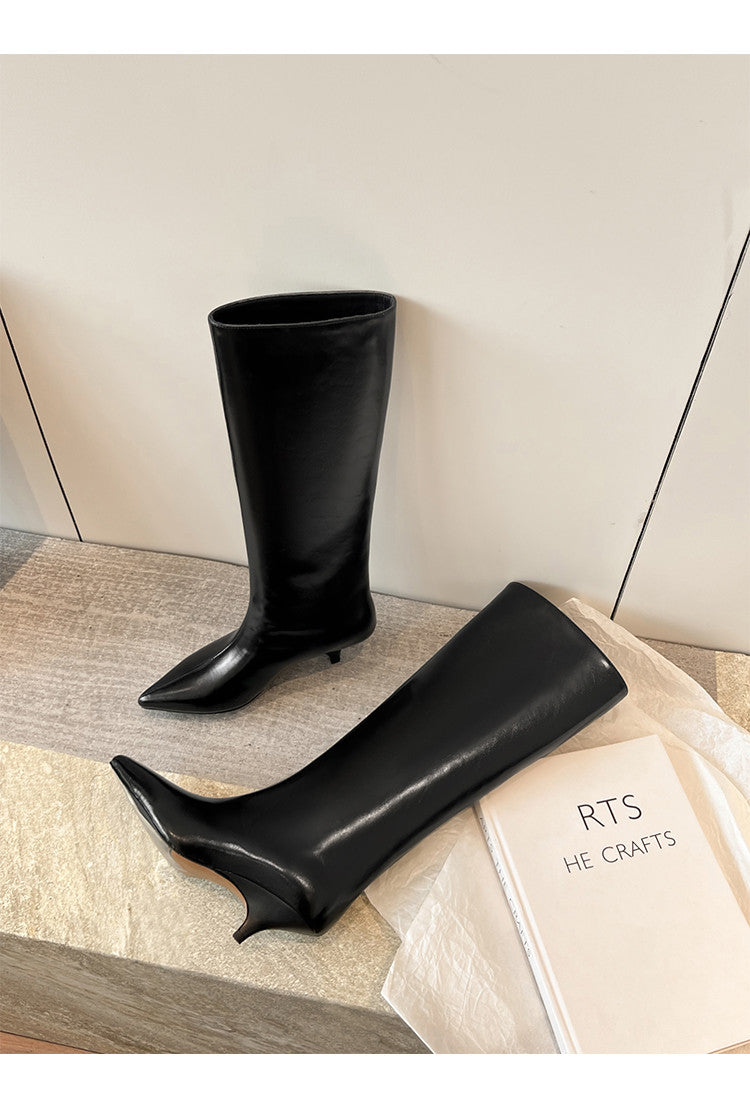 Karin Luna In Stock In Stock    Stunning Elegant Style Kitten Heel Straight Long Boots