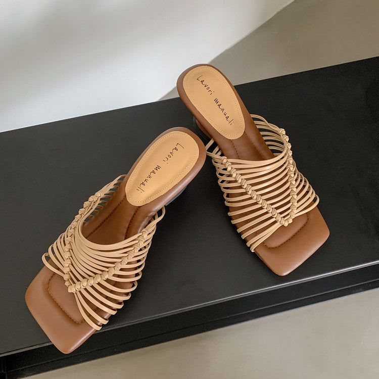 Karin Luna Bestseller Woven Vacation Style Series~ Elegant High Heel Slippers