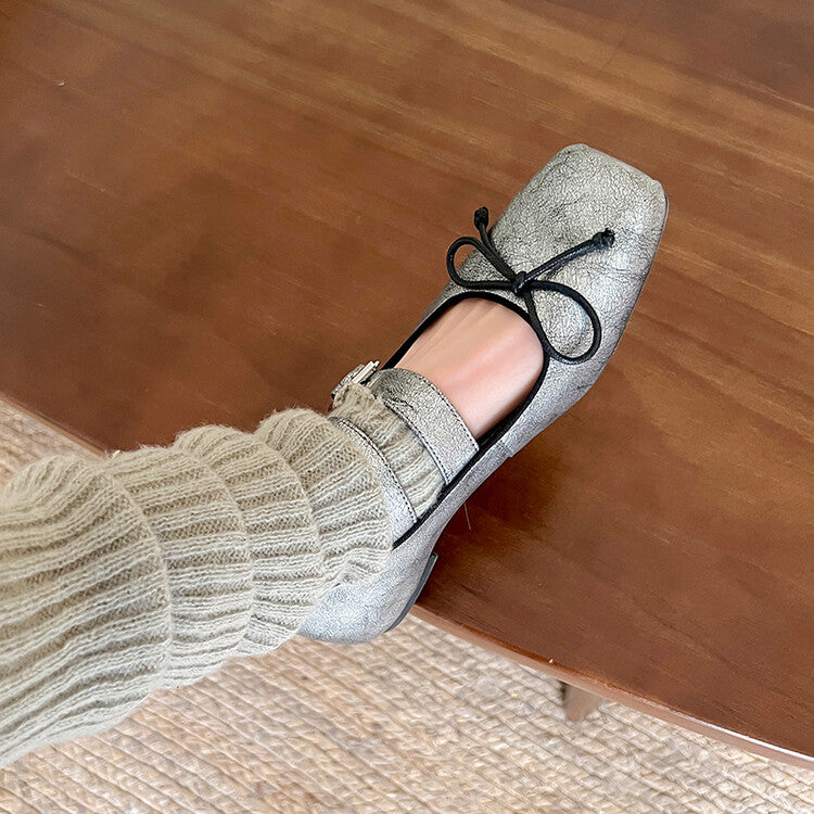 Karin Luna Future Sense silver~Spot Goods Spot Goods Hot-selling Bowknot Retro Belt Buckle Ballet Mary Jane Shoes