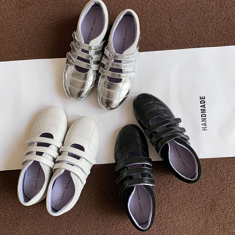 Karin Luna Casual Shoes Series~  In Stock In Stock Magic Tape Round Toe Internal Height Increase Single Strap Flats