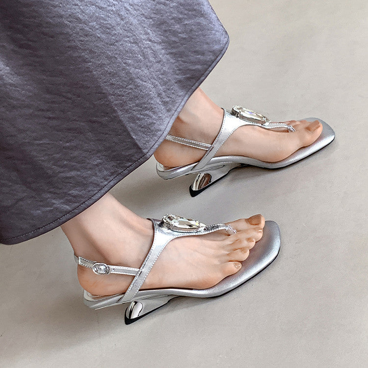 Karin Luna Bestseller Element Square Toe Irregular Heel Super Stable Toe Clip Sandals