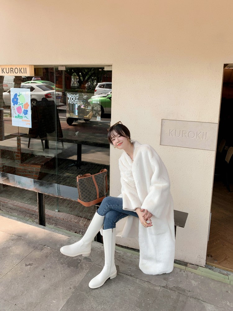 Karin Luna Internet Celebrity Photo  Best-selling in stock Full Leather Basic Long Boots  Winter Essential Combat Boots