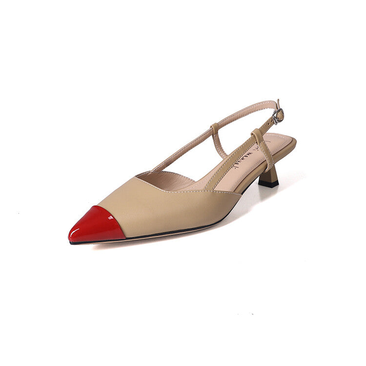 Karin Luna In Stock 24New Year's stock is now available Color Block Pointed Toe Full Leather Sandals