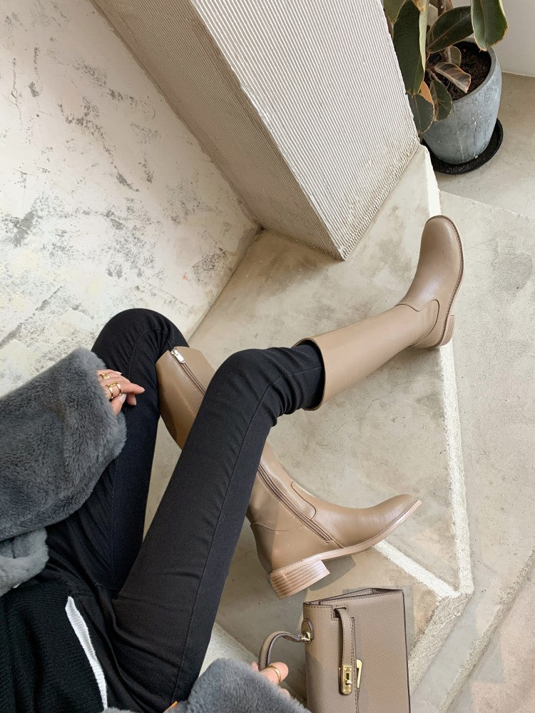 Karin Luna Internet Celebrity Photo  Best-selling in stock Full Leather Basic Long Boots  Winter Essential Combat Boots