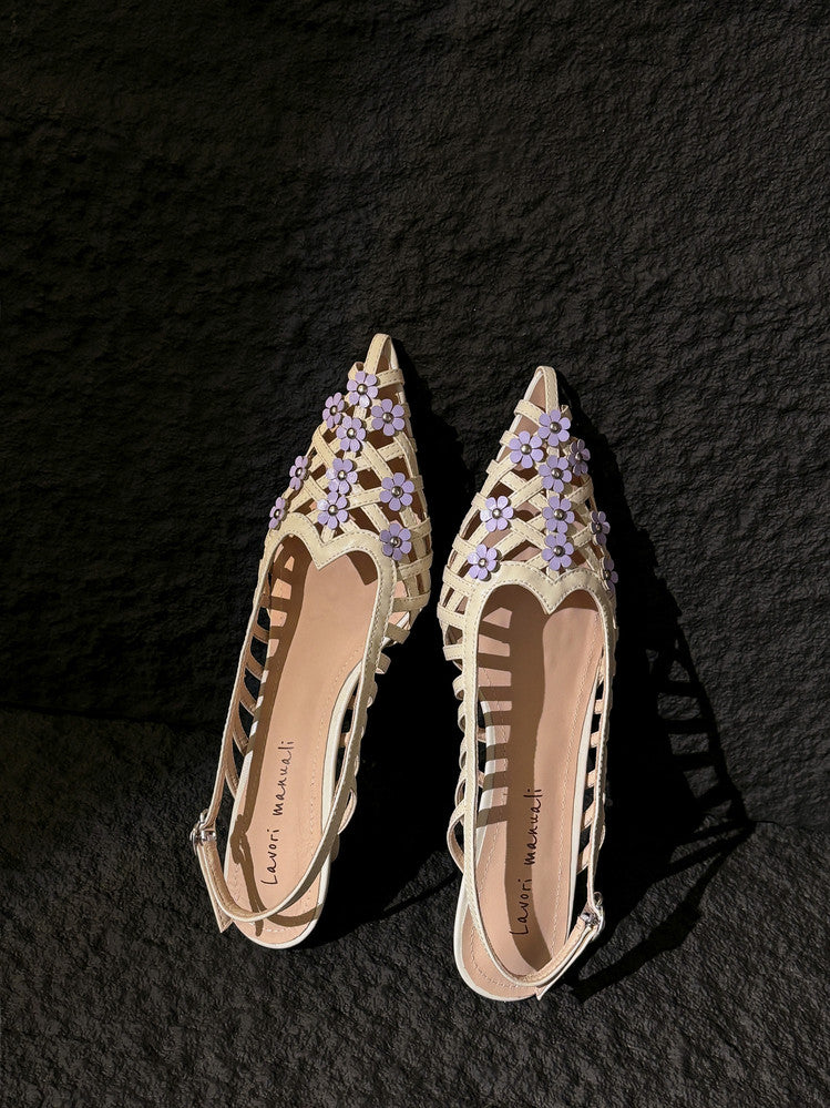 Karin Luna In Stock Spot Goods  Purely Handmade Flowers High-end Hollow Out Sandals