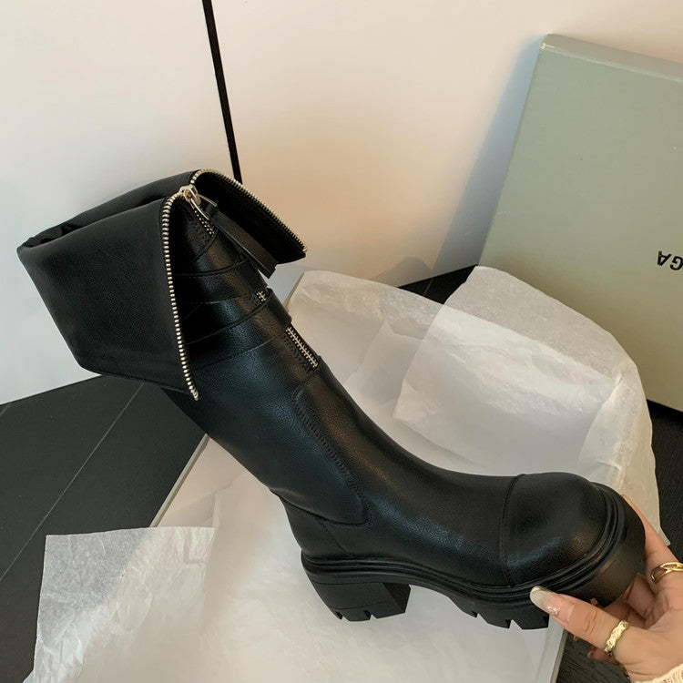 Karin Luna In Stock In-stock Foldable Niche Thick-soled Knight Boots