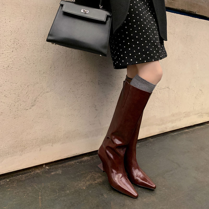 Karin Luna European and American Style Unisex Square-Toed Long Boots
