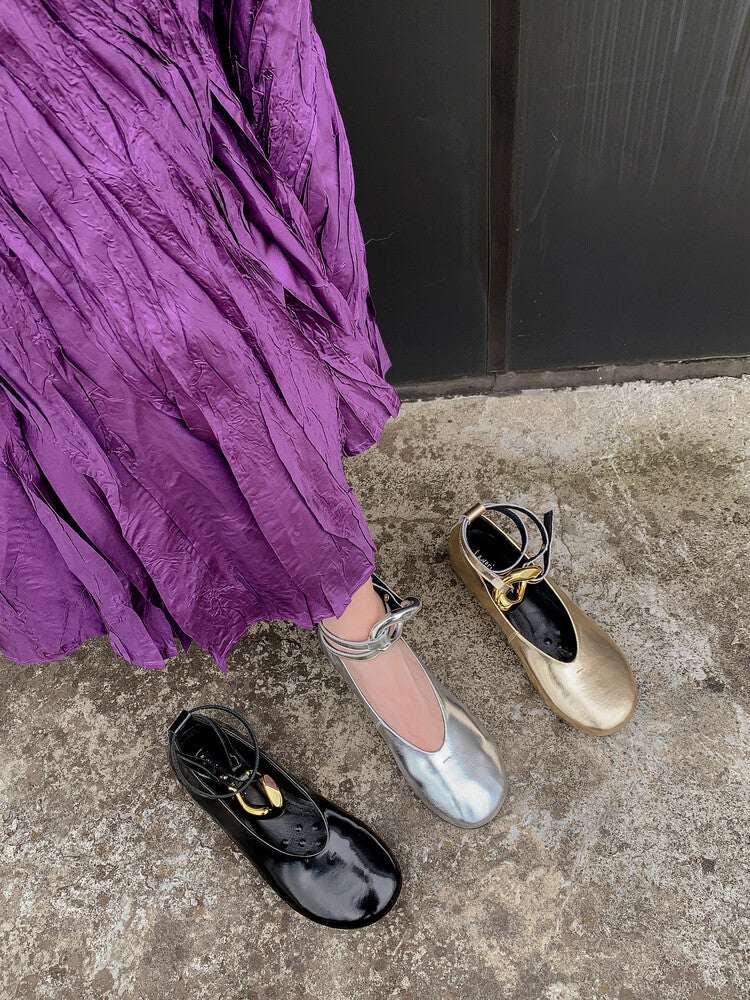 Karin Luna In Stock Large Stock Main Promotion  Two-Way Wear Height-Increasing Retro Gold Buckle Mary Jane Shoes