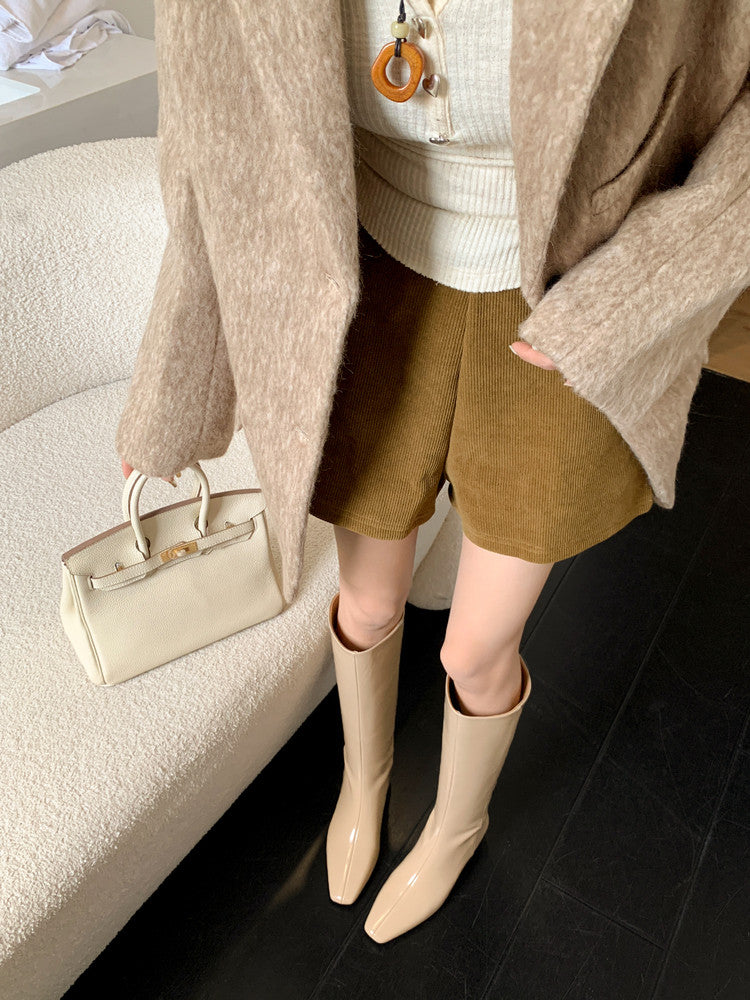 Karin Luna Minimalist Style Square-Toe Hidden Heel Long Boots