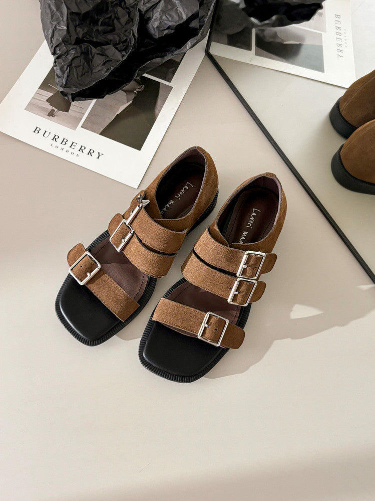 Karin Luna In Stock Spot Goods   Casual Belt Buckle Thick-soled Versatile Sandals