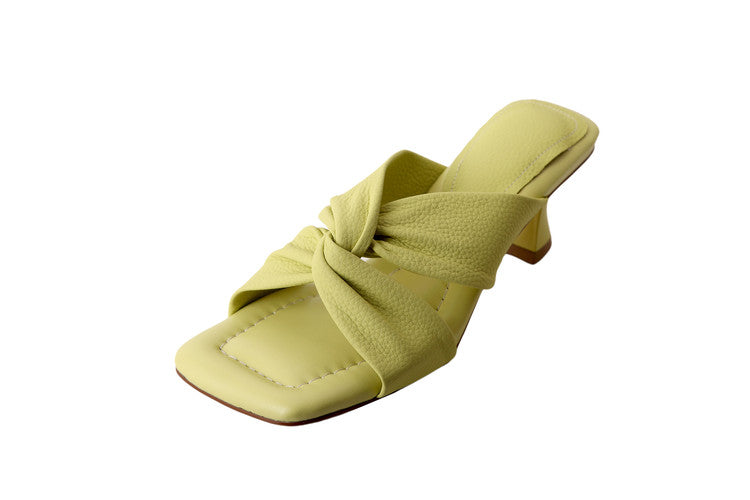 Karin Luna In Stock In Stock  Comfortable Cross Strap  Airy High Heel Square Toe Slippers