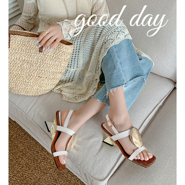 Karin Luna Hot-Selling Fasteners  Irregular Heel Open-Toe Sandals