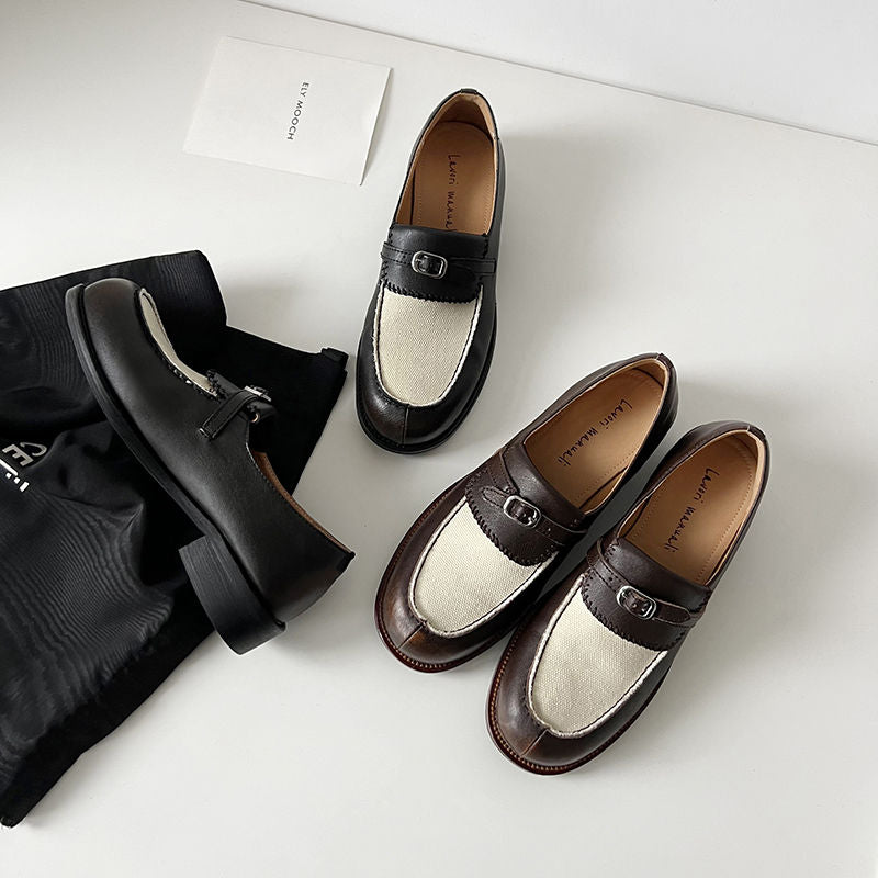 Karin Luna Casual Shoes Series~  In stock Classic color-blocking British style deep-mouth single shoes