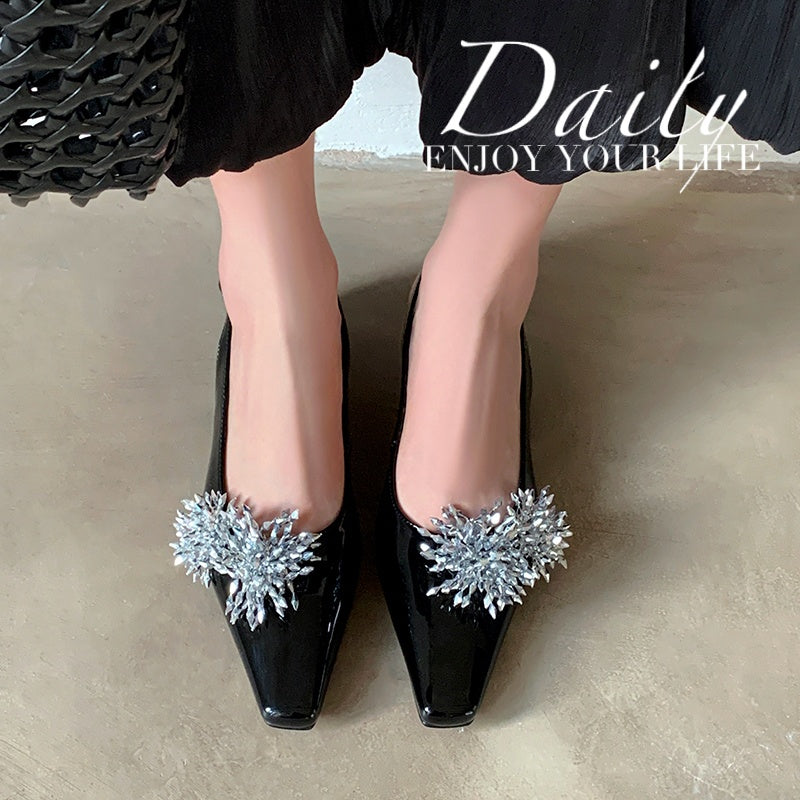 Karin Luna Brilliant Fireworks~Elegant Square-Toed Closed-Toe Chunky Heel Sandals